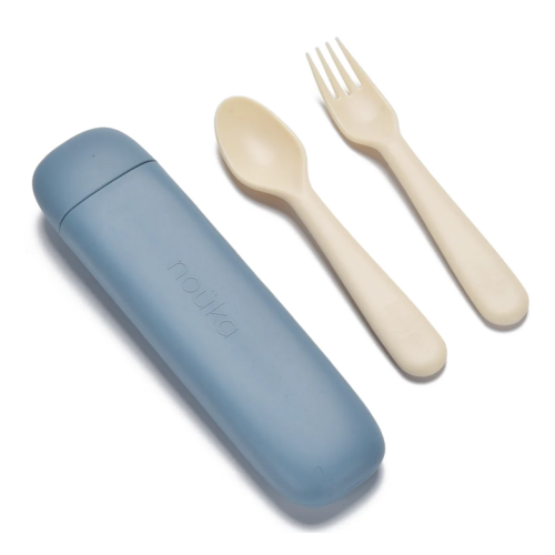 Noüka - Ensemble fourchette, cuillère et étui de transport en silicone